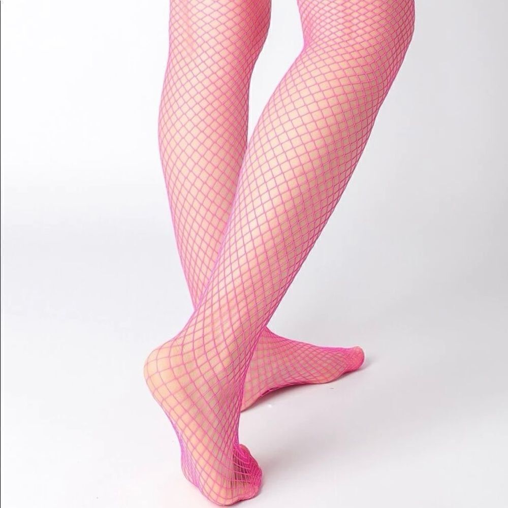 Pink Fishnet Tights - Picture 3 of 5